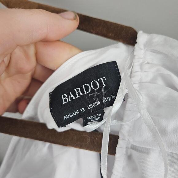 Bardot White Maxi Tear Layered Puff Short Sleeve Dress Size M - Picture 4 of 7